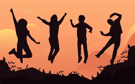 Premium Vector | Silhouette of friends jumping