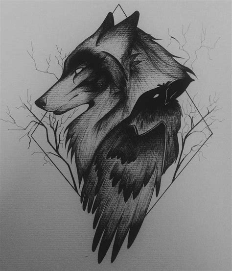 Wolf and Raven - nanquim | Татуировки с животными, Нордические ...