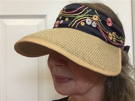 Hand Embroidered Visor Sun Golf Visor for Women Golf Hats for Women Hat Women Summer Embroidered ...