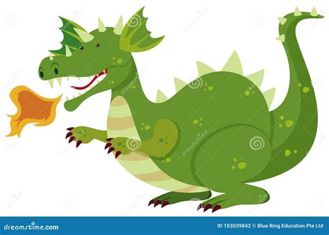 Green dragon blowing fire stock vector. Illustration of path - 103039842