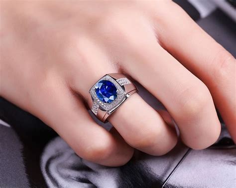 Business Men's Fashion Rings Blue Zircon Rings Wedding Engagement Party Jewelry | Wish | Mens ...