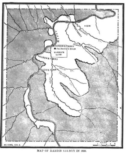 Map of Hardin County in 1820