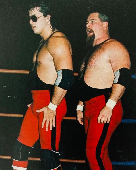 Bret Hart and Jim Neidhart wearing red and black ring gear : r ...