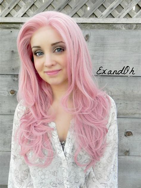 SALE // Lace Front Wig, Rose Petal Pink Hair, Pin Up Hair Style, Long ...