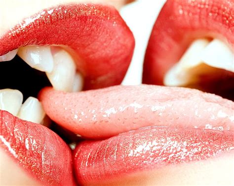 HD wallpaper: human tongue, kiss, lips, biting, play, red, lipstick ...