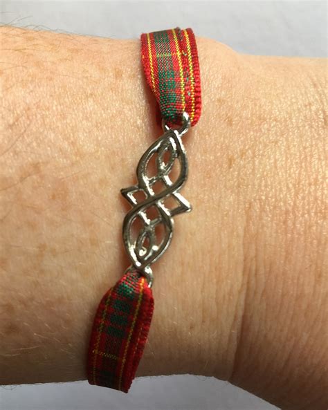 Celtic knot bracelet with tartan ribbon scottish wedding | Etsy