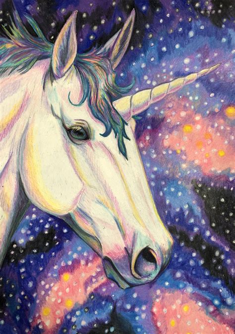 Unicorn, colored pencil, 9x12” : r/Art