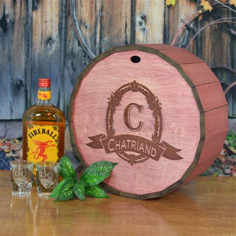 Spirits Gift Barrel with 2 or 4 Personalized Glencairn Crystal Whiskey Glasses or Shot Glasses