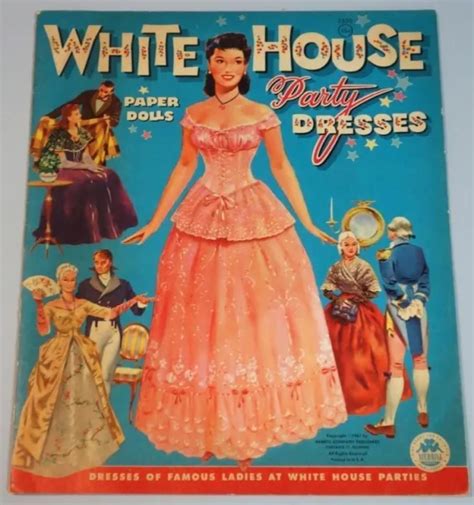 UNCUT BOOK -WHITE House Party Dresses Paper Dolls, Merrill Co. 1961 $35.00 - PicClick