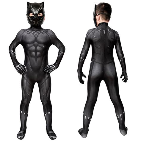 Black Panther Cosplay Costume T'Challa Jumpsuit for Kids - CCosplay.com