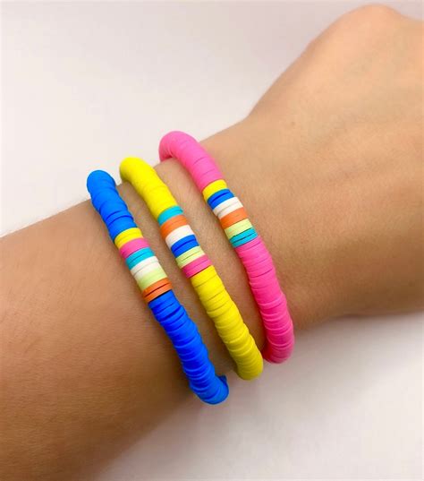 Heishi Bead Bracelet Polymer Clay Colourful Bracelet | Etsy