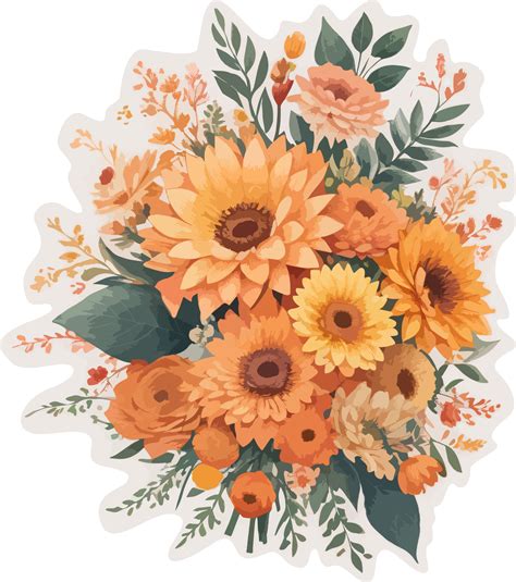 Autumn Flowers Bouquet Clip Art with AI Generative 27824735 PNG