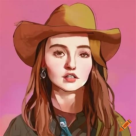 Kaitlyn dever in a stylish cowboy hat on Craiyon