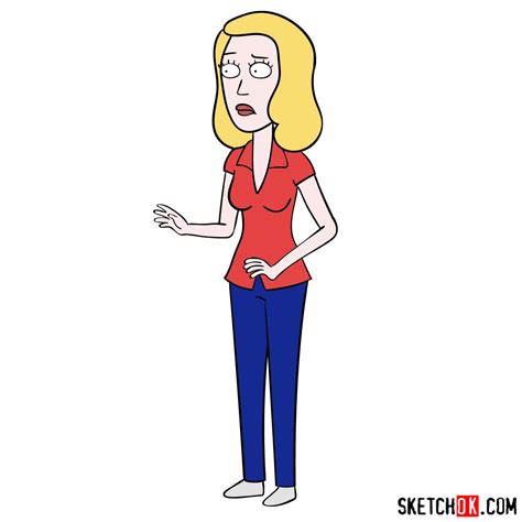 How to Draw Beth Smith from Rick and Morty - SketchOk