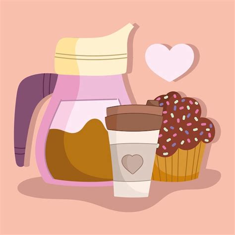 Premium Vector | Coffee cup and cupcake