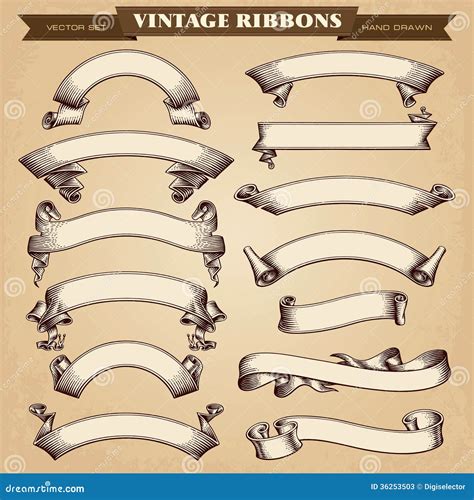 Vintage Ribbon Banners Vector Collection Stock Vector - Illustration of ...