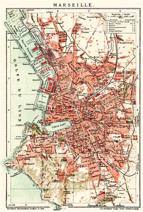 Old map of Marseille in 1904. Buy vintage map replica poster print or ...