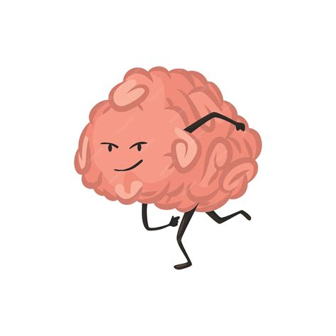 Premium Vector | Brain character emotion Intelligence emoji is running ...