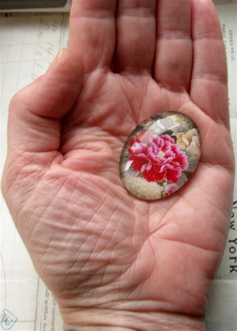 Magenta Peony Flower Handmade 40x30mm Glass Oval Cabochon - Etsy
