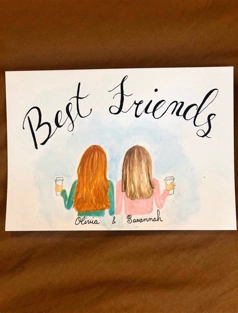 Customizable best friend watercolor painting. in 2020 | Best friend ...