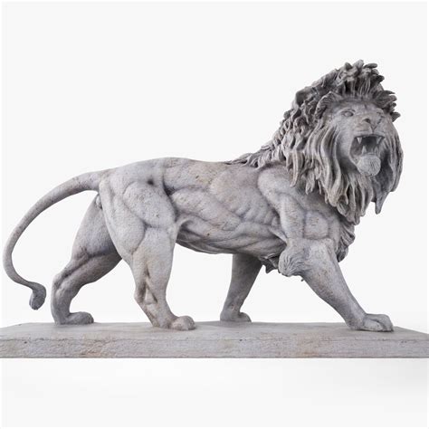 Stone Lion Statue Sculpture 3D Model | FaceQuad