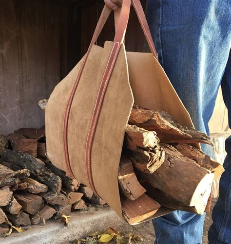 Leather Firewood Carrier Log Carrier Wood Tote Firewood | Etsy