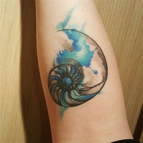 Watercolor nautilus tattoo by Vinh Huynh of Black and Blue Tattoo in San Francisco | Nautilus ...