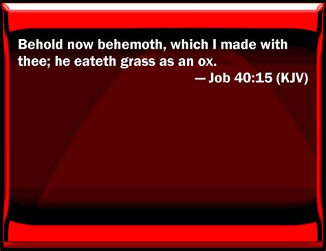 Job 40:15 Behold now behemoth, which I made with you; he eats grass as an ox.