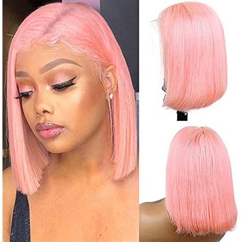 $16/mo - Finance Pink T Part Lace Bob Wigs 16 Inch Remy Hair Silky Straight 13x1x4 Lace Front ...