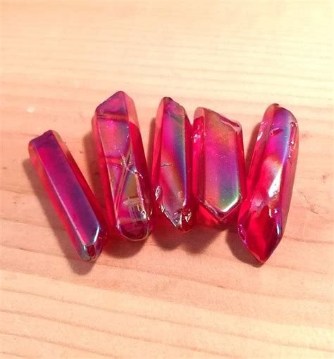 5 Ruby Red Aura Quartz Crystal Points Red Rainbow Aura | Etsy | Crystals, Rainbow aura quartz ...