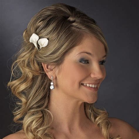 Calla Lily Hair Pins Silver Bridal Hair Comb, Pearl Bridal Comb, Rhinestone Bridal, Hair Comb ...