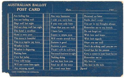 Australian Ballot Post Card - 1909