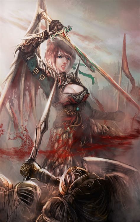 Woman holding sword with blood digital poster HD wallpaper | Wallpaper ...