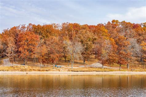 Overcast View of the Fall Color of a Hiking Trail in Lake of the Ozarks ...