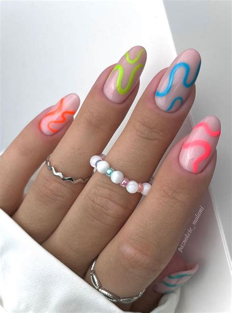 Dive into Summer with Vibrant Nail Art Designs : Neon Squiggle Nails