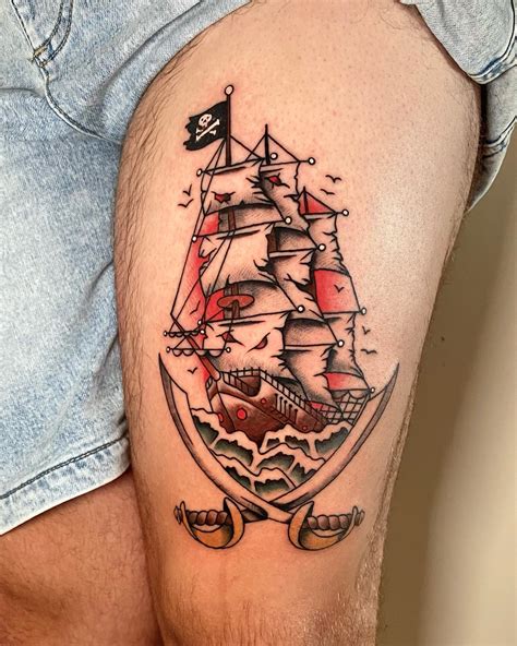 Pirate Ship Tattoo Drawing