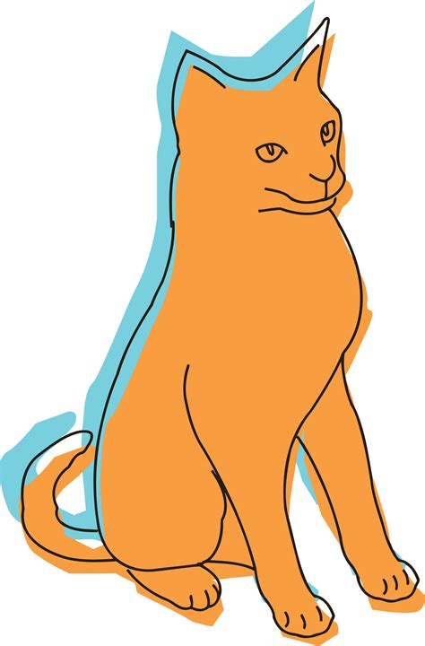 Orange Cat - Free Clipart Of A Sitting Blue And Orange Cat, Transparent Png - Original Size PNG ...