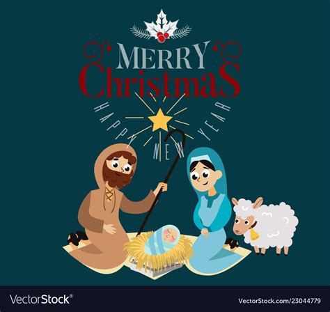 Bajesus born in bethlehem scene in holy family Vector Image