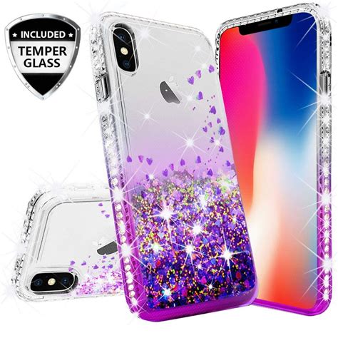 Compatible for Apple iPhone Xs Case, iPhone X Case, with [Temper Glass ...