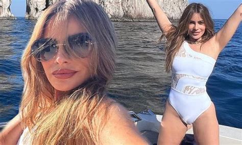 Sofia Vergara Celebrates Her 51st Birthday in a Lacy White Swimsuit ...