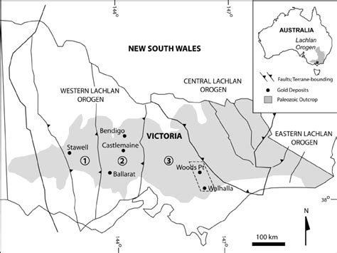 Map of the significant goldfields of Victoria, in context of the ...