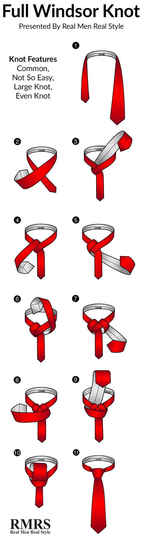 How To Tie A Full Windsor Knot Infographic | Tie knots, Full windsor ...