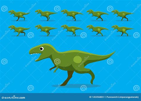 Animal Animation Sequence Dinosaur T-Rex Running Cartoon Vector Stock Vector - Illustration of ...