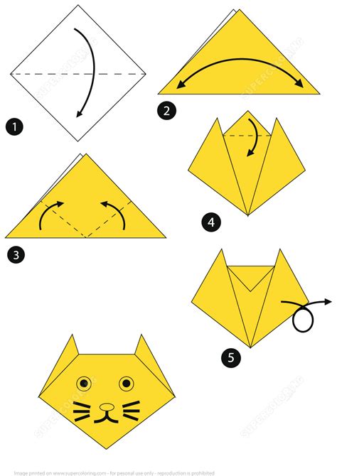 How to Make an Origami Cat Face Step by Step Instructions | Free ...