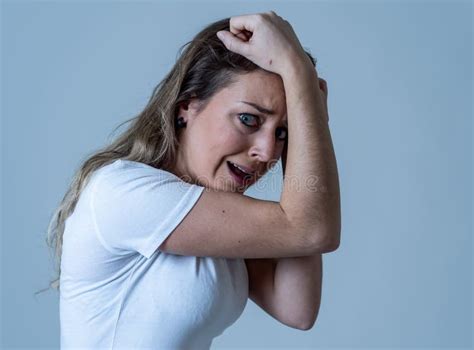 Portrait of a Young Attractive Woman Looking Scared and Shocked.Human ...