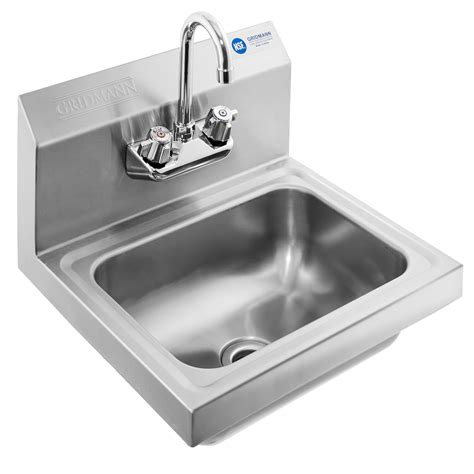 GRIDMANN Commercial NSF Stainless Steel Hand Washing Sink w/ Faucet ...