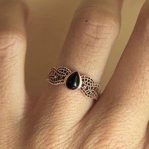 Black Spinel Ring Gold Filigree Ring Rose Gold Lace Ring - Etsy