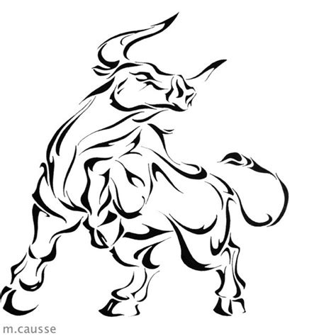 Proud tribal bull in full size tattoo design - Tattooimages.biz