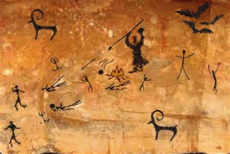 Real cave paintings depicting hunting (With images) | Cave paintings ...