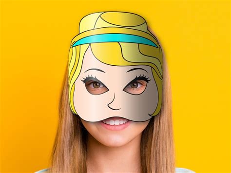 Cinderella Mask Printable, Paper DIY for Kids and Adults. PDF Template. Instant Download. for ...